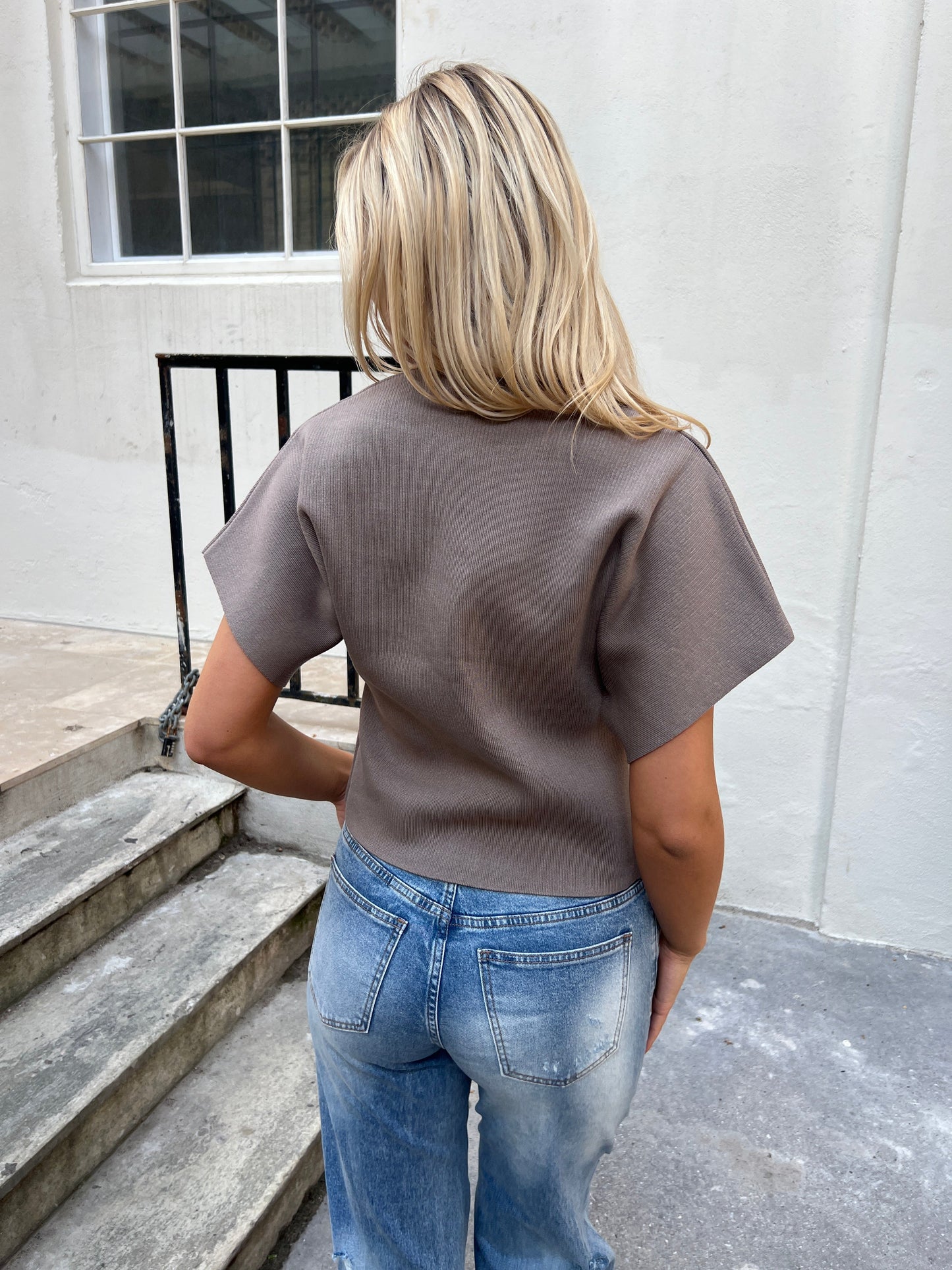 Its May taupe knit vest