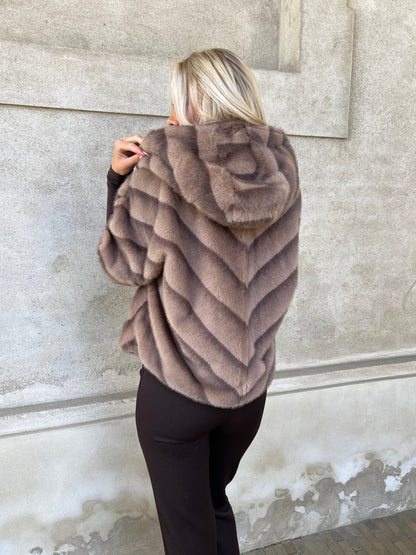 Flam muldvarp fake fur kappe