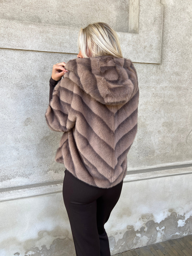 Flam muldvarp fake fur kappe