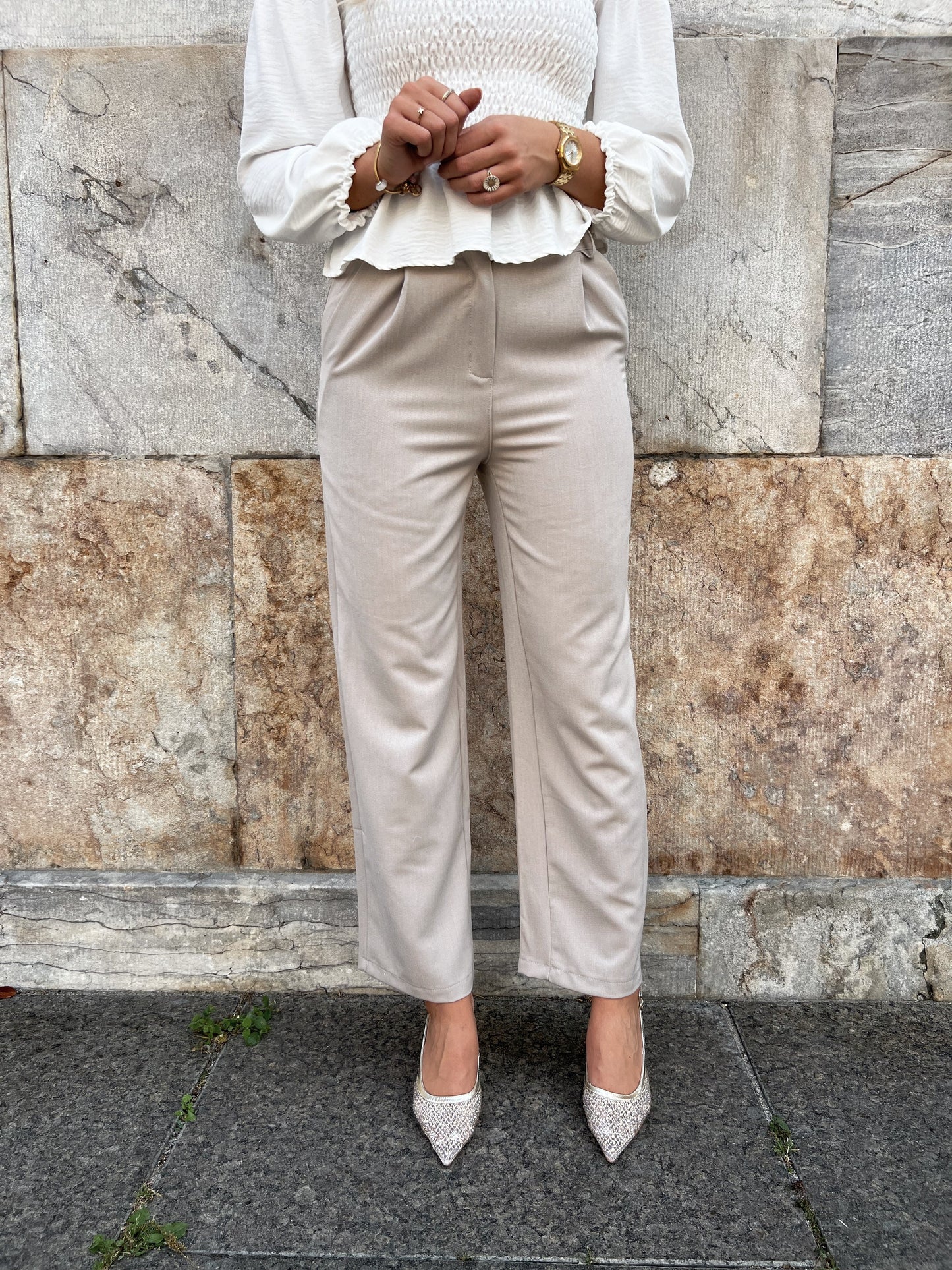 Laf'ee taupe long trousers (5723)