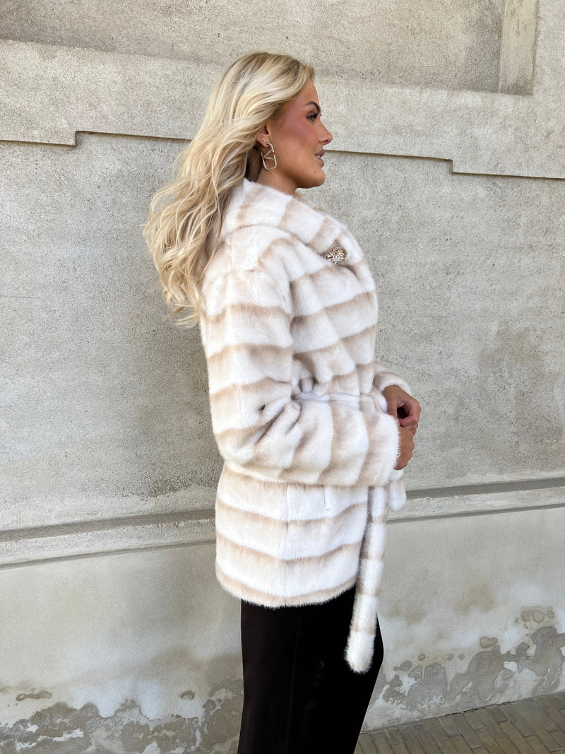Flam beige fake fur jakke