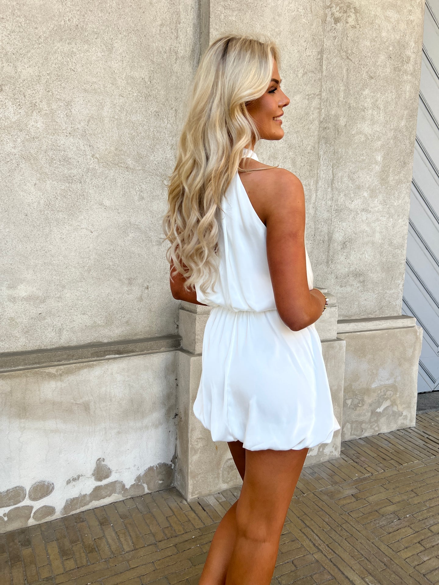 Elli White satin balloon dress