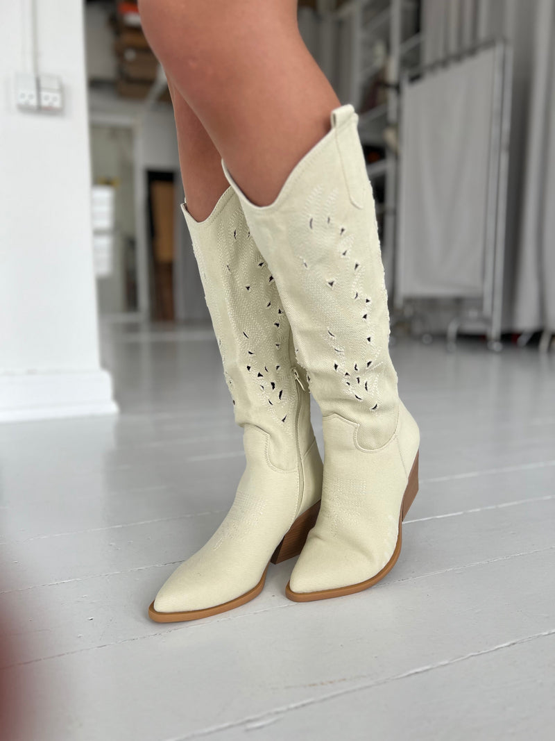 Belle Beige cowboy boots (8130)