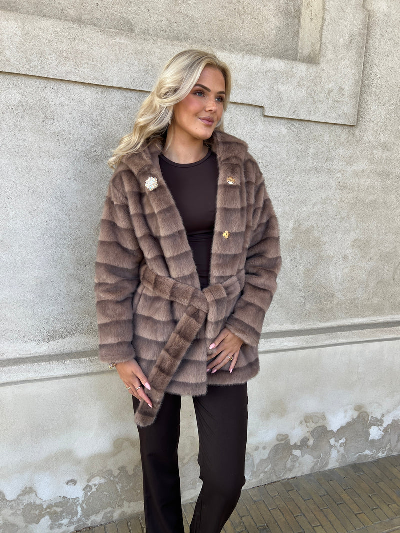 Flam muldvarp fake fur jakke