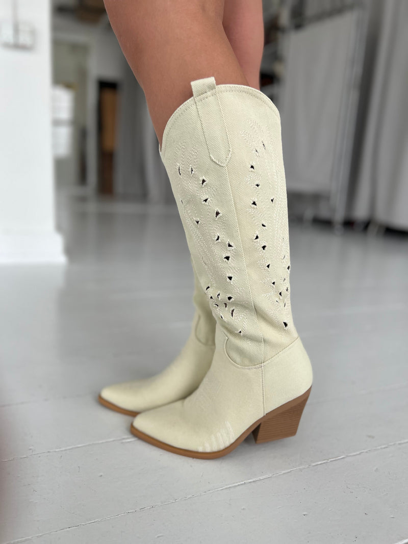 Belle Beige cowboy boots (8130)