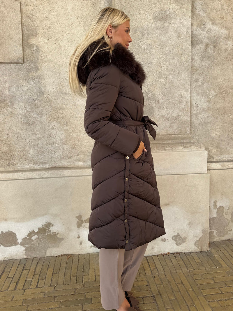Flam puffer long coat camel