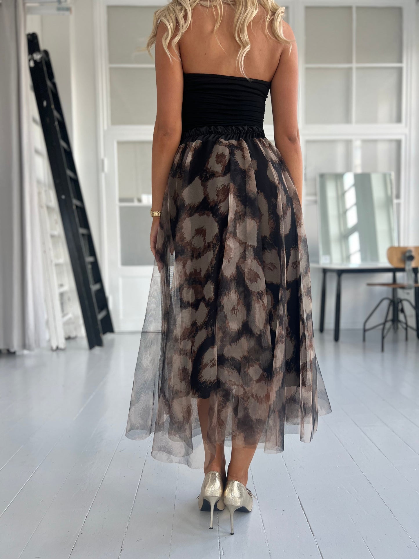 Rose W sort leopard tulle skirt