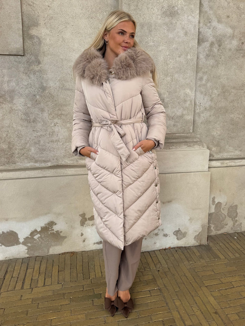 Flam puffer long coat Khaki