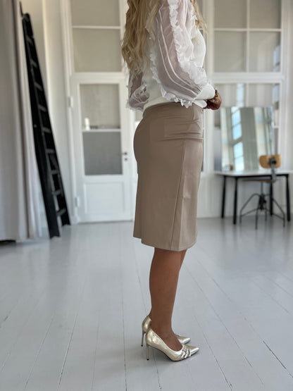 Eleanor taupe faux leather skirt (0814)