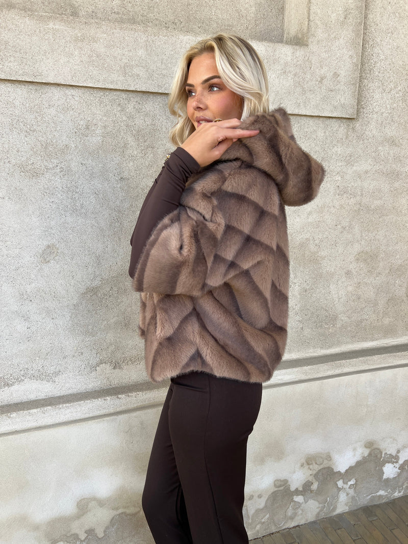 Flam muldvarp fake fur kappe