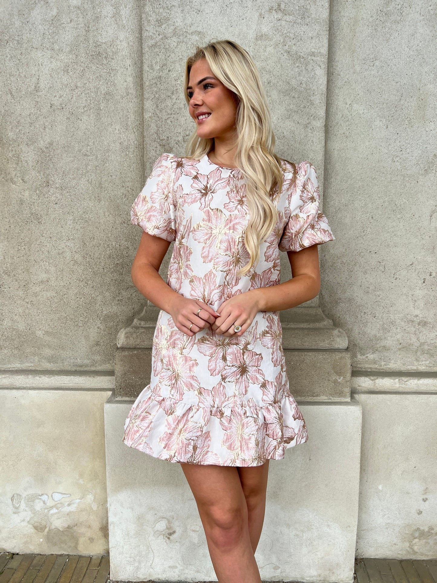 Golden Live pink ruffle dress