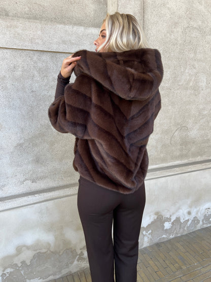 Flam dark brown fake fur
