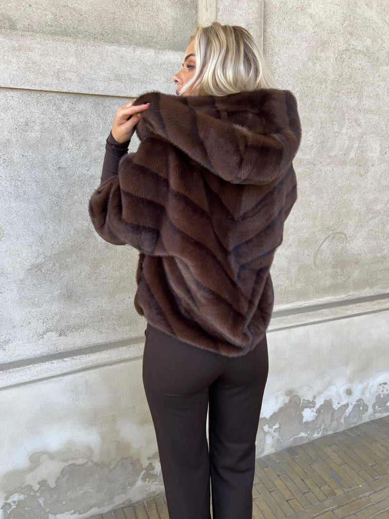 Flam dark brown fake fur