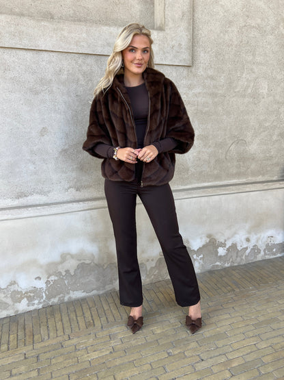 Flam dark brown fake fur