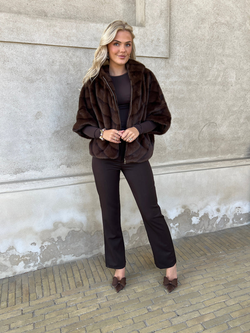 Flam dark brown fake fur