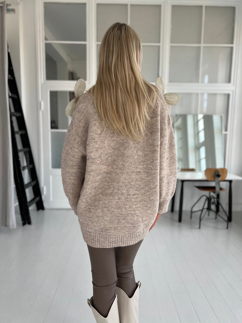 Azaka taupe knit cardigan