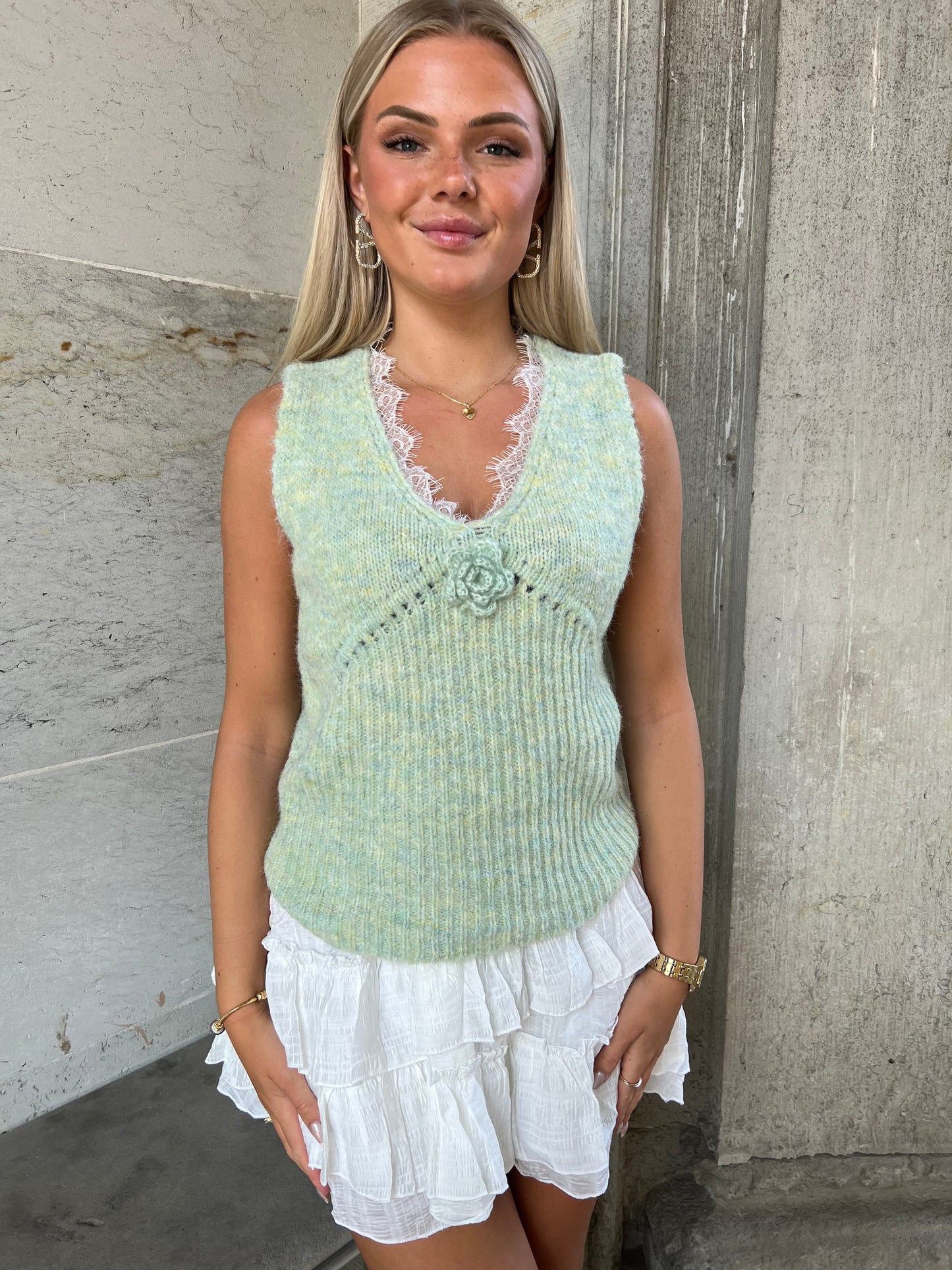 Azaka light green knit vest (58451)