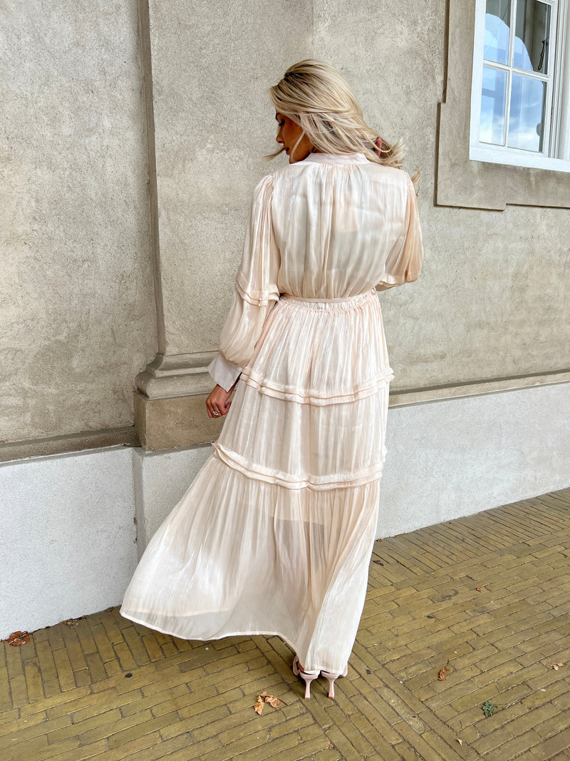 Flam beige satin dress