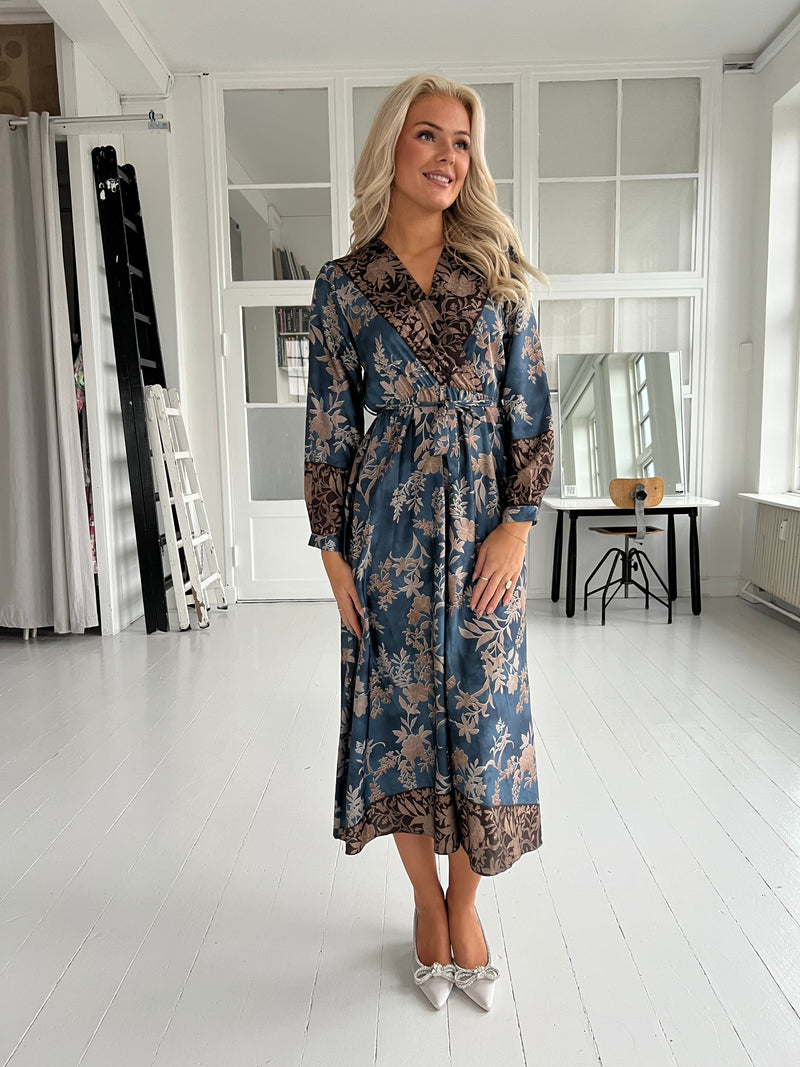 Bellice blue satin dress-kjole-Aaberg Copenhagen