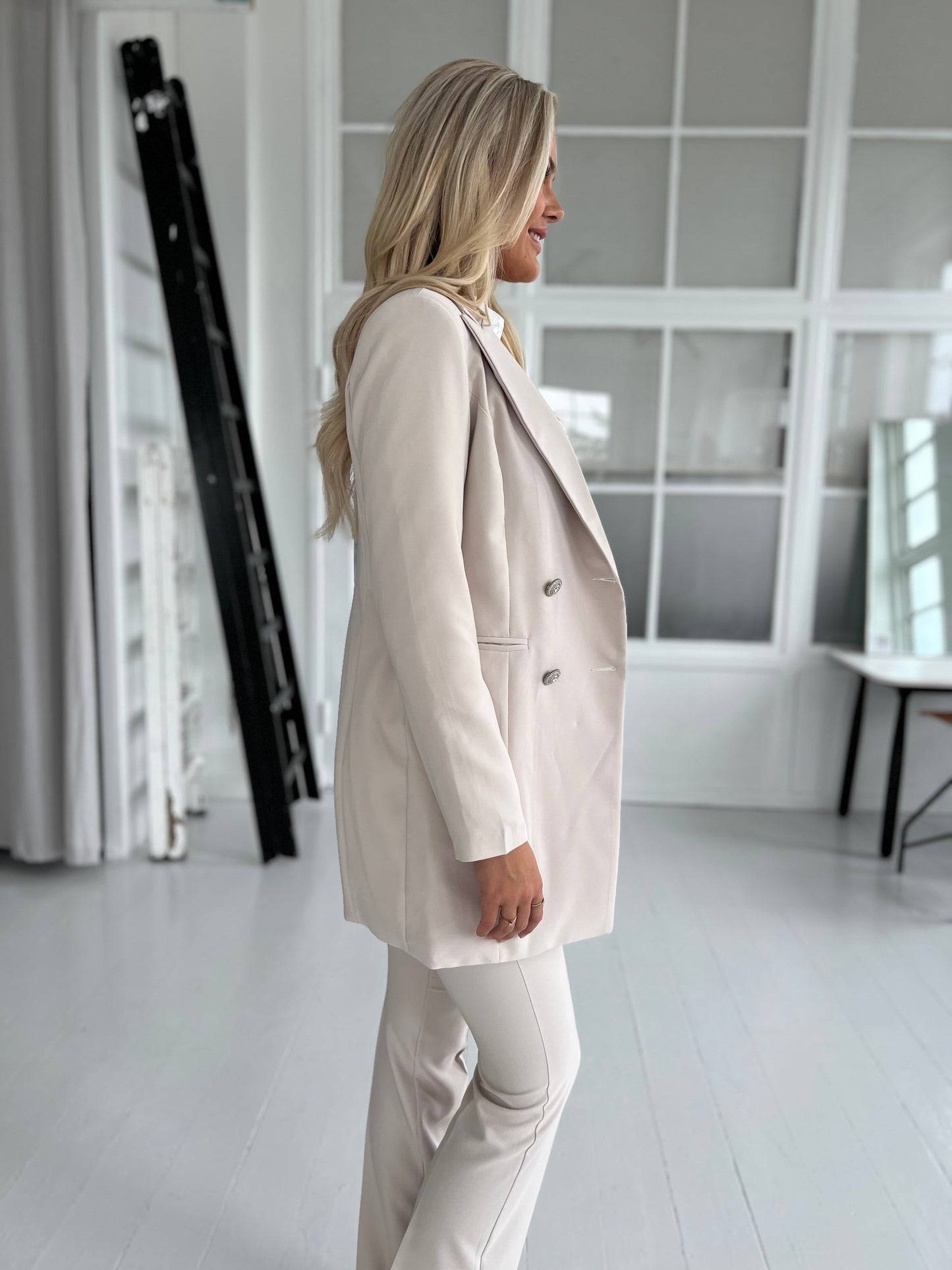 Julia beige blazer (6445)-blazer-Aaberg Copenhagen