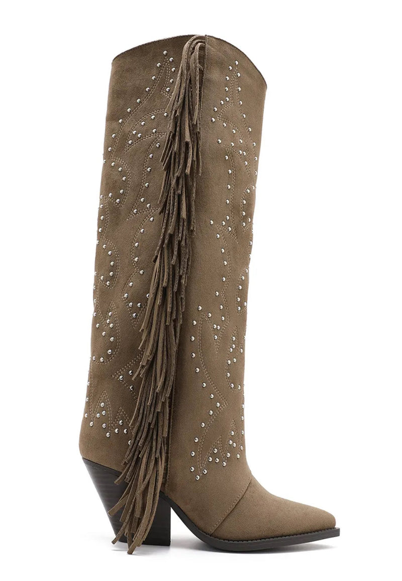 Joia khaki fringe boot fra webshoppen Aaberg Copenhagen