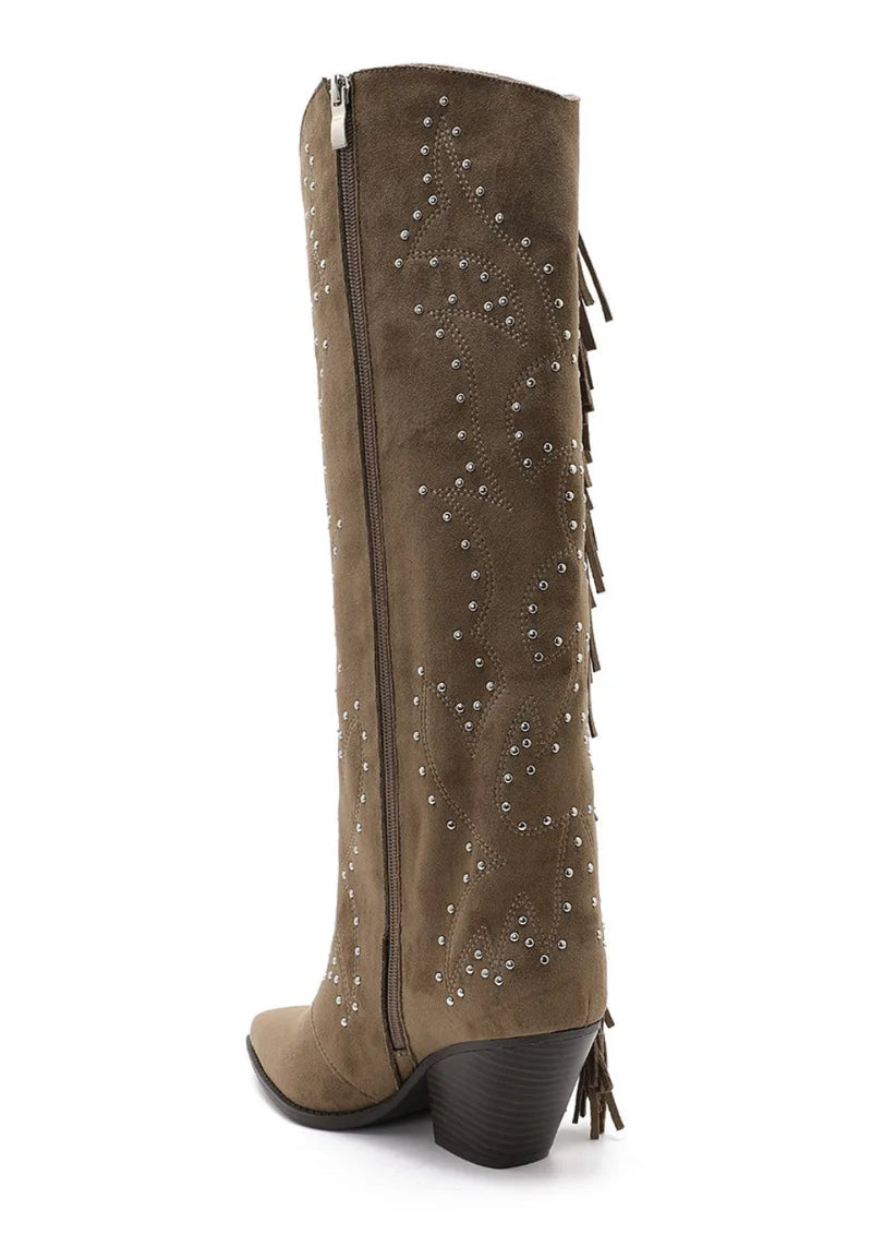 Joia khaki fringe boot fra webshoppen Aaberg Copenhagen