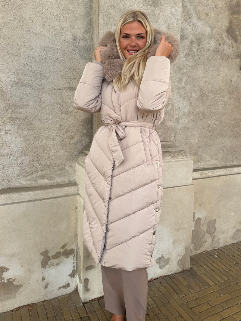 Flam puffer long coat Khaki