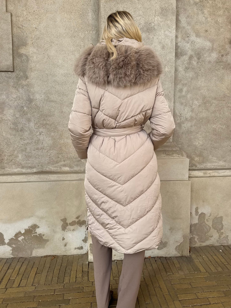 Flam puffer long coat Khaki