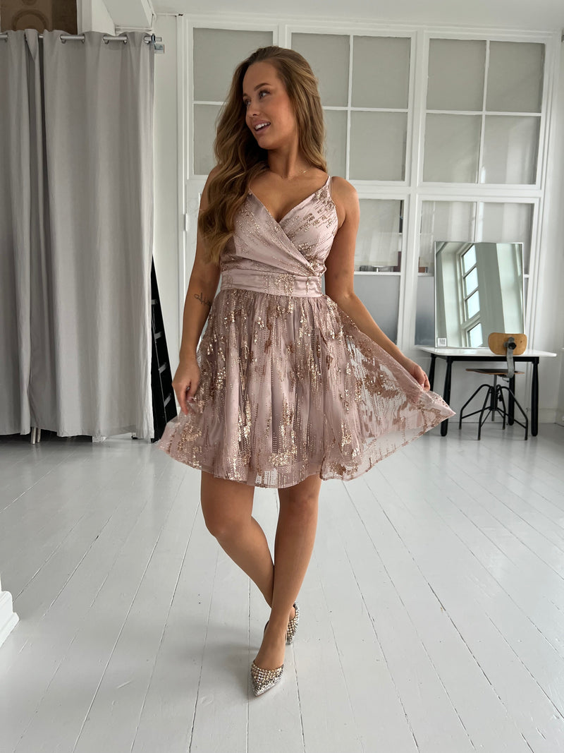 F&P rose shimmer dress