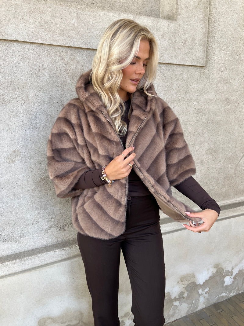 Flam muldvarp fake fur kappe