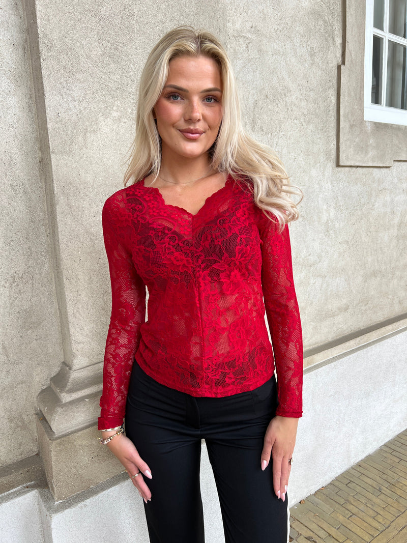 Fleur red lace top