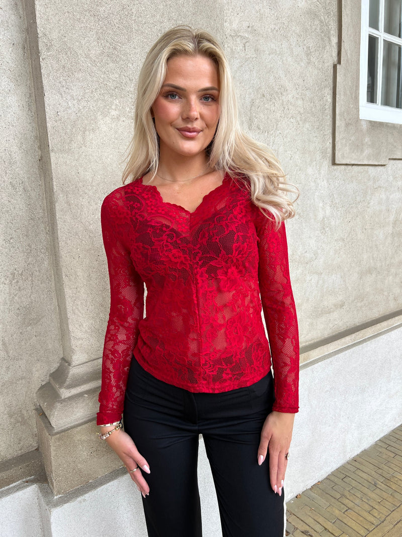 Fleur red lace top