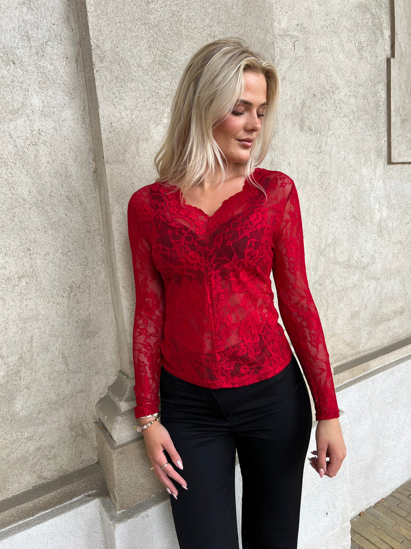 Fleur red lace top