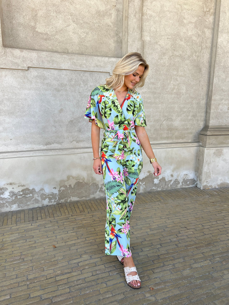Elli white tropisk jumpsuite