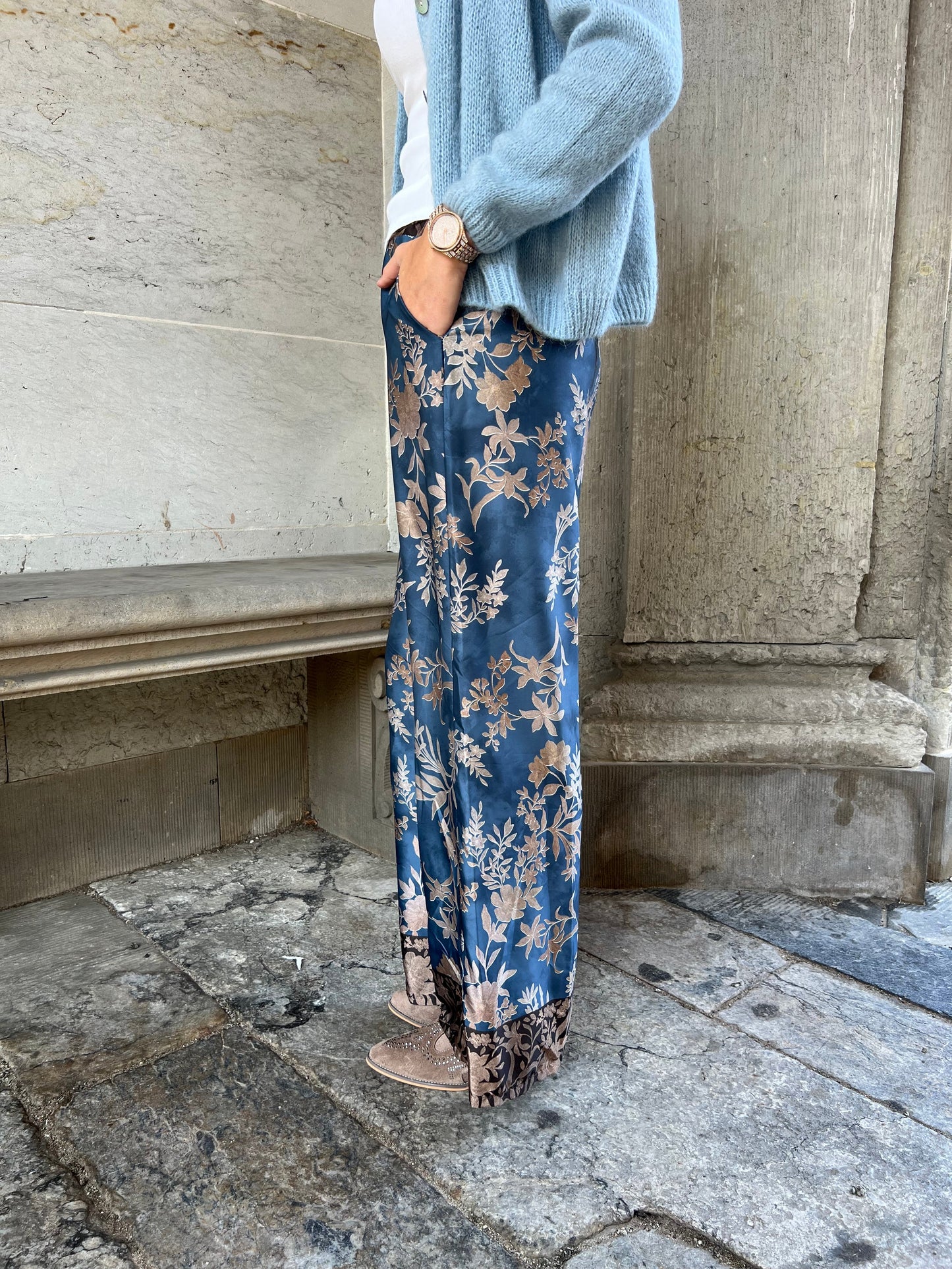 Bellice blue satin pants