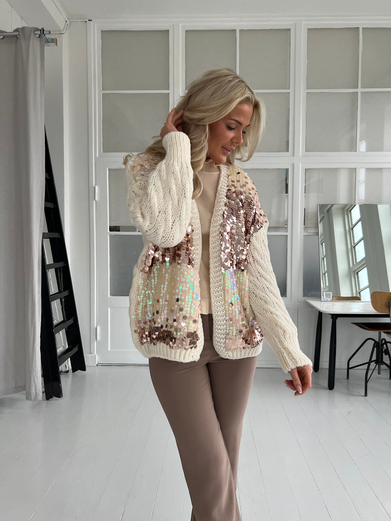 Golden Days white sequin cardigan