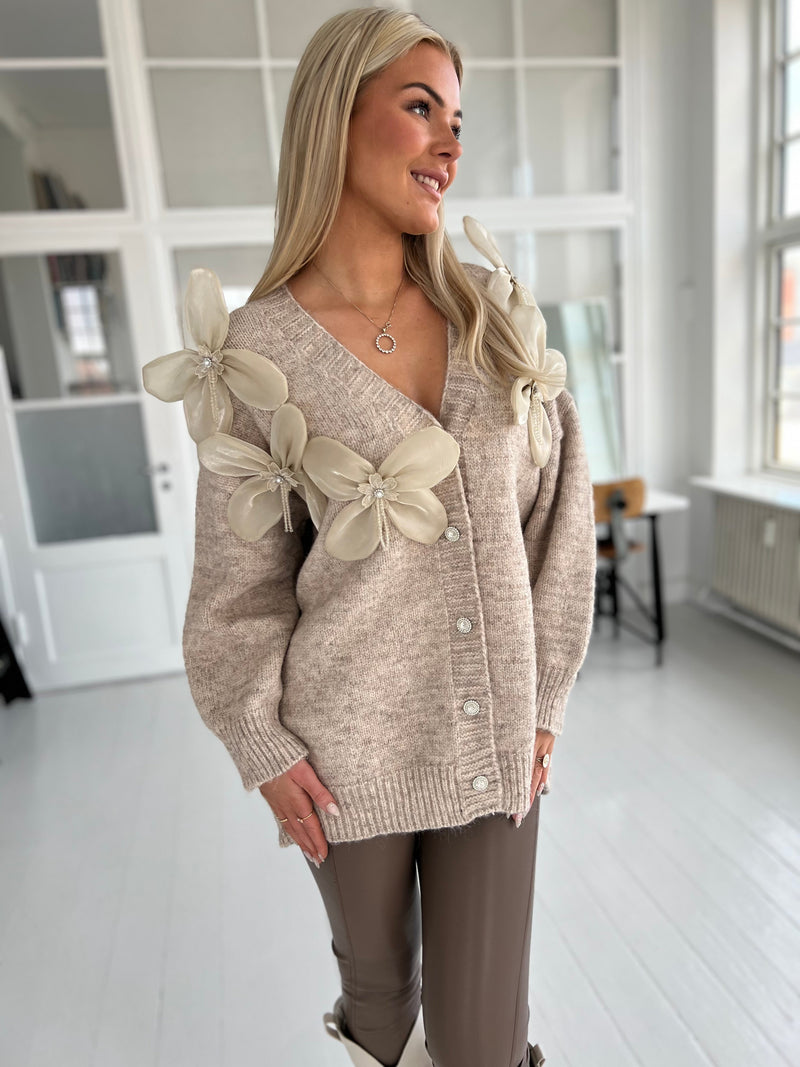 Azaka taupe knit cardigan