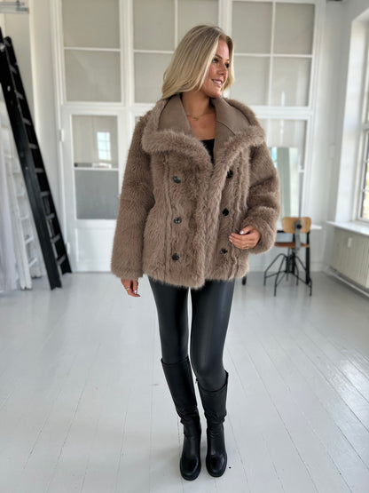 Flam taupe faux fur jakke (2213)