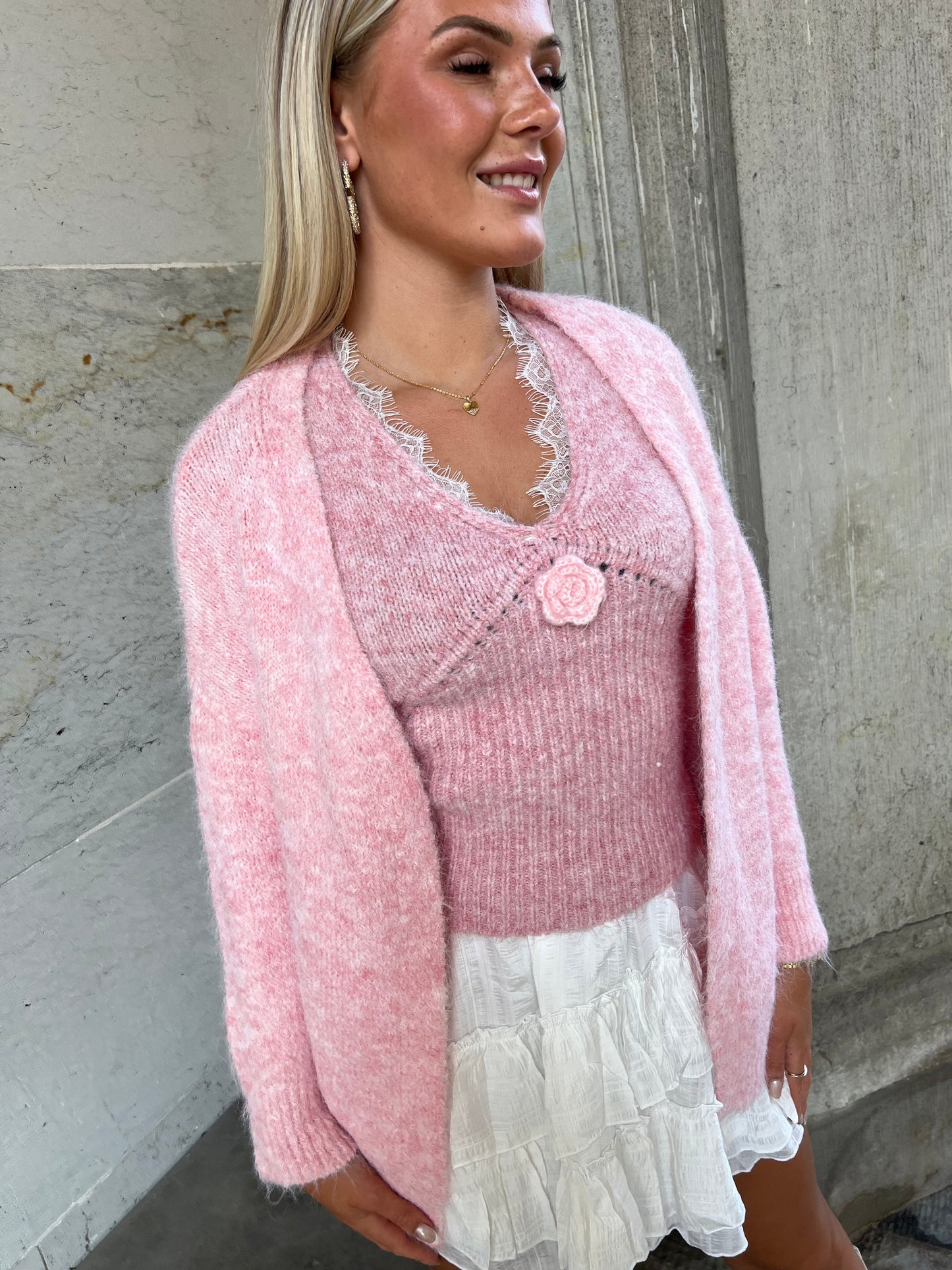 Azaka light pink knit vest (58451)