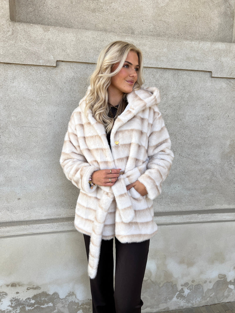 Flam beige fake fur jakke