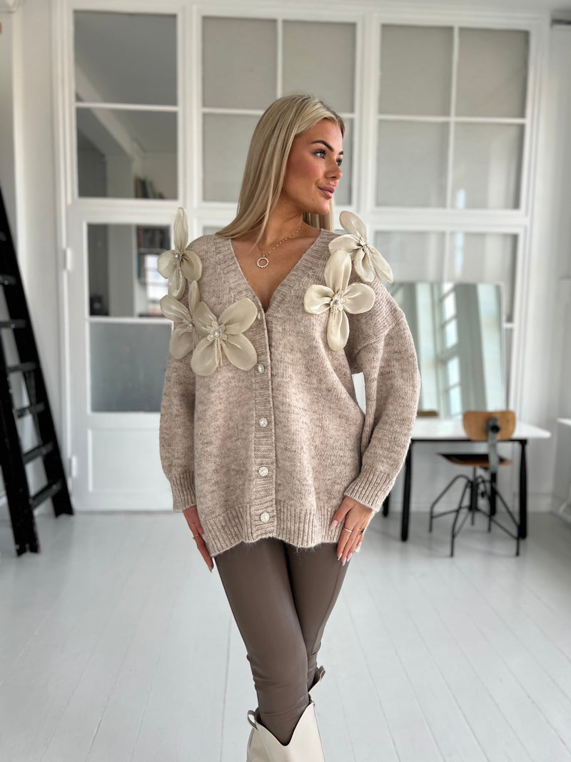 Azaka taupe knit cardigan (1162)