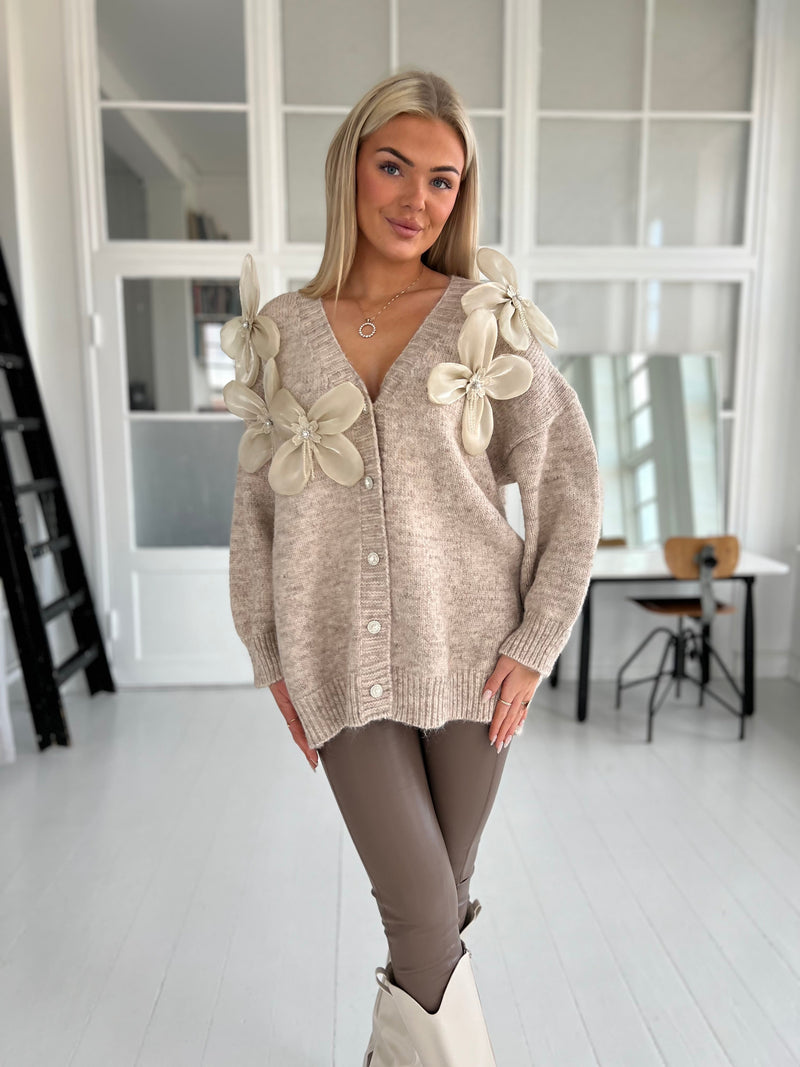 Azaka taupe knit cardigan