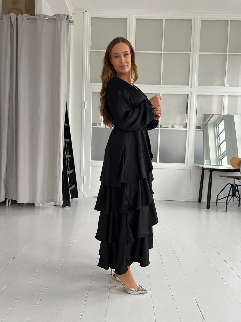 Stella black satin dress