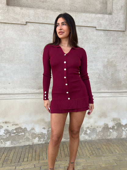 Azaka bordeaux knit dress