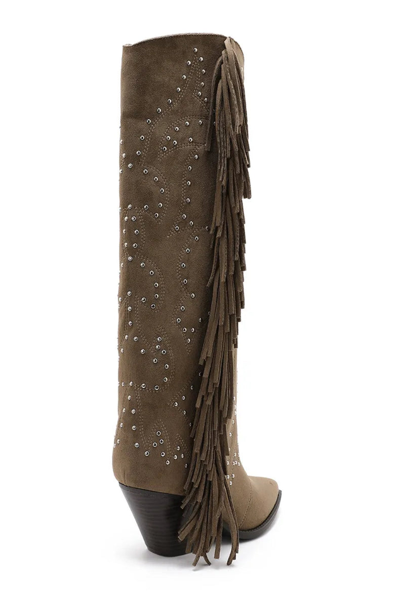 Joia khaki fringe boot fra webshoppen Aaberg Copenhagen