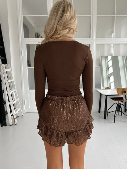 Sonia Shorts With Sequin Ruffle