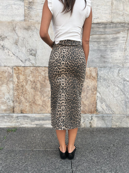 Oraije leopard denim skirt (541)