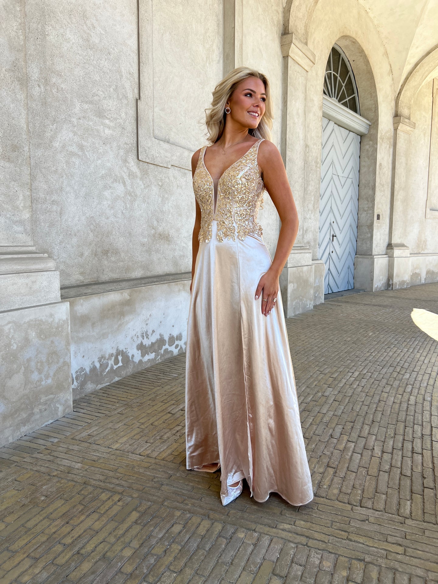 Flam champagne cocktail dress