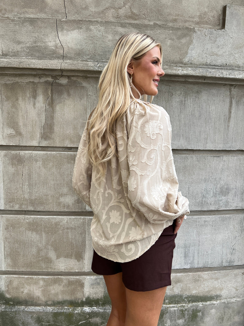 Azaka taupe boho blouse