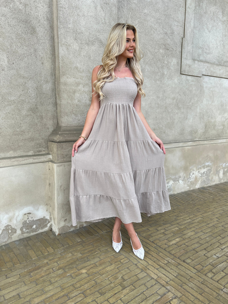 Estee taupe cotton gaze dress